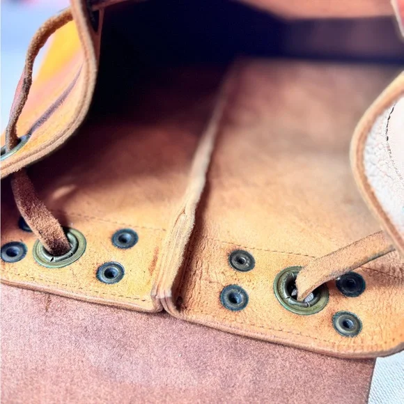 Classic Tan Leather Fringe Backpack Unbranded - Picture 9 of 12